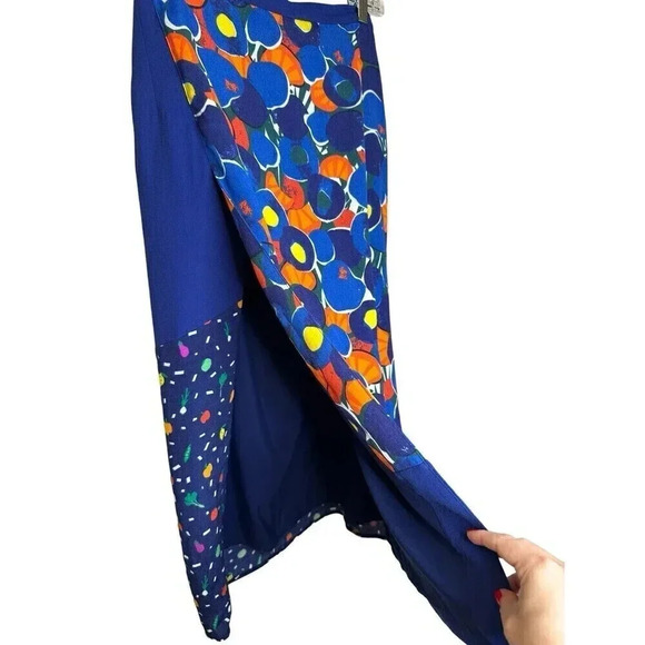 STAUD Moulette Midi Skirt Blue Fruit Veggie Colorblock Size 4 - Picture 5 of 11